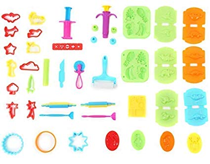 Ludos Play Dough Tools Set- 37 Pieces PlayDough Accessories of Cutters, Rolling Pins, Rollers, Food, Animals Molds & Shapes for Toddlers and Kids. A Party Pack for All Ages