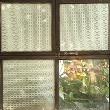 Fancy-fix Privacy Window Film Vinyl Adhesive Free Modern Etched Glass for Bathroom -roll 35.4 Inches By 59 Inches