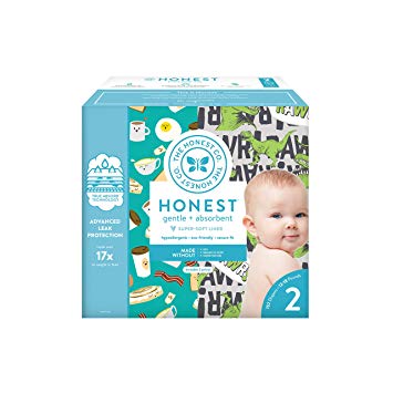 The Honest Company Super Club Box Diapers with TrueAbsorb Technology, T-Rex & Breakfast, Size 2, 152 Count