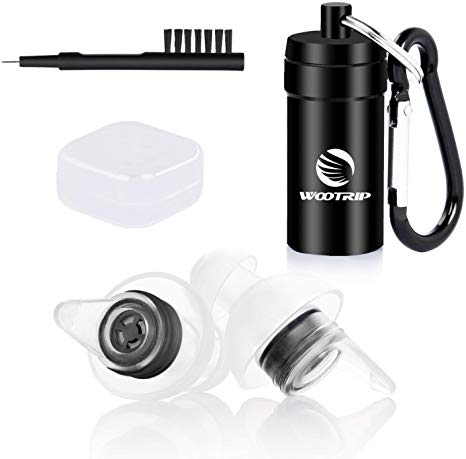 Ear Plugs, WOOTRIP NRR 32dB Sleeping Earplugs Comfortable & Resuable with Aluminum Carry Case for Sleeping, Snoring, Hearing Protection, Noise Sensitivity Conditions and More (Black)