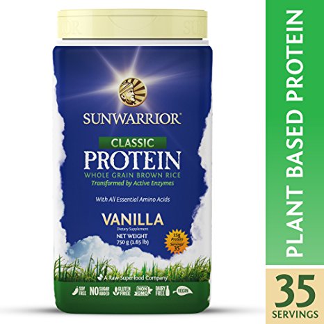 Sunwarrior - Classic Protein, Raw Wholegrain Brown Rice, Vanilla, 35 Servings