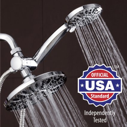 AquaDance® 7" Premium High Pressure 3-way Rainfall Shower Combo Combines the Best of Both Worlds - Enjoy Luxurious 6-Setting Rain Showerhead and 6-setting Hand Held Shower Separately or Together!