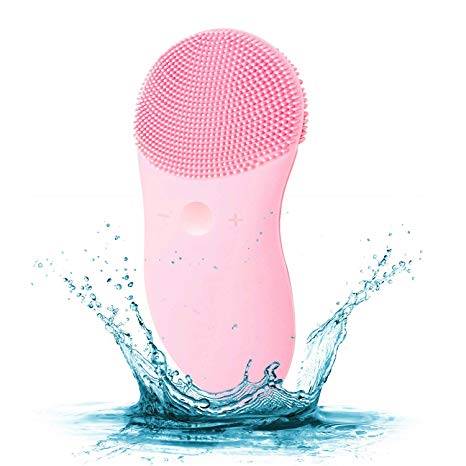 Fancii Sonic Silicone Facial Cleansing Brush, Waterproof Rechargeable Face Brush Spa System for All Skin Types - Daily Cleansing, Exfoliation and Massage - Rhea (Pink)