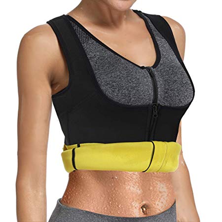 HOPLYNN Neoprene Sauna Sweat Waist Trainer Vest for Weight Loss with Zipper for Women