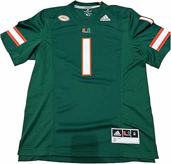 adidas Men's Miami Hurricanes The U Stitched Acc College Football Jersey #1 Dark Green/Orange/White - Size Men's Medium