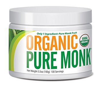 Organic Pure Monk ( Monk Fruit Extract) 100 Servings 3.5 oz Paleo Sugar Free Sweetener