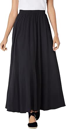 Woman Within Women's Plus Size Pull-On Elastic Waist Soft Maxi Skirt