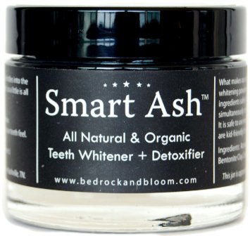 Smart Ash Organic All Natural Whitening Tooth Powder with Activated Charcoal & Bentonite Clay - Whitens, Desensitizes, Detoxifies - Toothpaste Alternative Safe for Sensitive Teeth (1)