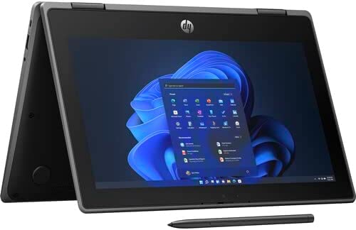 HP 2022 11.6" Pro x360 Fortis G9 Multi-Touch 2-in-1 Laptop, Intel pentium N6000 Processor, 8GB RAM, 128GB PCIe SSD, Intel UHD Graphics, 720p Webcam, Stylus Pen, Win 11 Pro, Black.