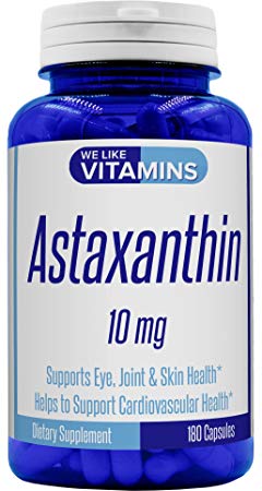 We Like Vitamins Astaxanthin 10mg - 180 Capsules - (Non GMO & Gluten Free)