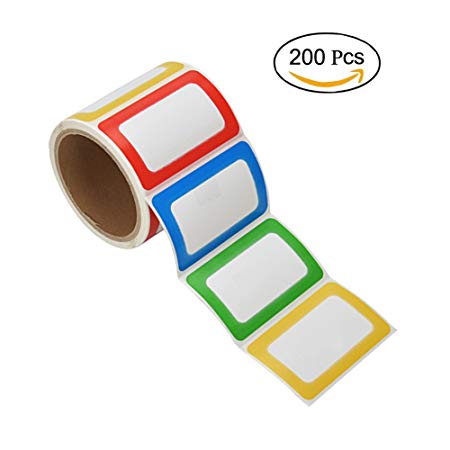 PAPRMA 200 Colorful Name Tags Plain Name Tag Labels Stickers, 3 1/2 X 2 1/4, 1 Roll