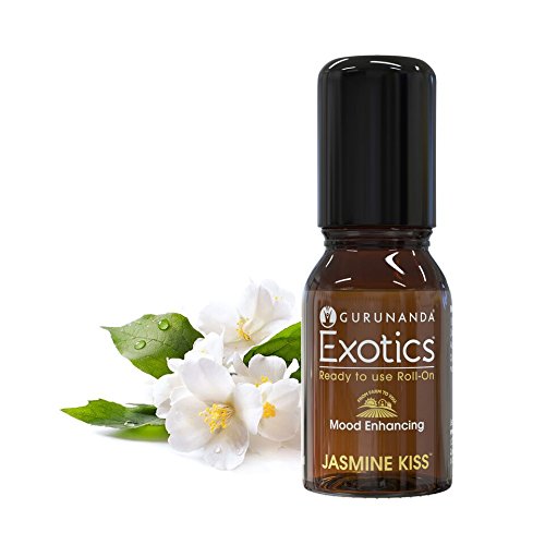 GuruNanda Jasmine Essential Oil Blend Roll On Exotics - Jasmine Essential Oils and Fractionated Coconut Oil - Pre Diluted for Topical Use - Ready to Use - 100% Therapeutic Grade - 10ml