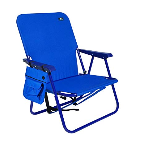Mid Height Portable Folding Steel Backpack Beach Chair and Camping Sports Chair w Side Pouch