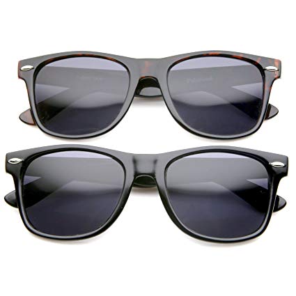 zeroUV - Retro 80's Classic Colored Mirror Lens Square Horn Rimmed Sunglasses for Men Women