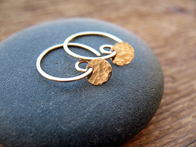 Tiny Minimalist Gold Sequin Earrings, Simple, Everyday, Modern