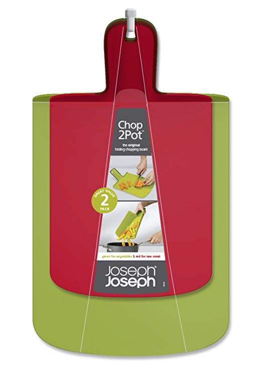 Joseph Joseph Chop2Pot Plus, Folding Chopping Board, Red and Green, Set of 2