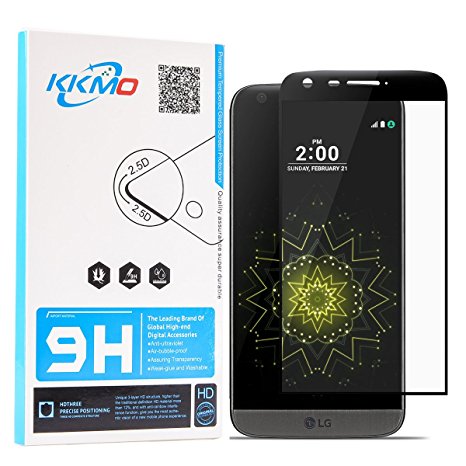 LG G5 3D Full Cover Screen Protector KKMO [Real 9H Hardness] [Bubble Free] [Ultra Clear Ballistic] Tempered Glass Screen Protector