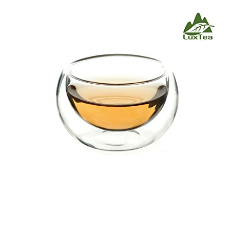 Luxtea Double-walled Borosilicate Glass Heat-resisting Tea Cup Hold 2 Oz, Set of 6