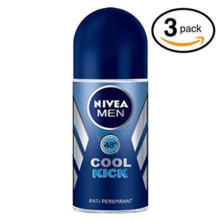 Nivea for Men Cool Kick 48 Hr. Anti-perspirant Roll-on Deodorant. 50 Ml (Pack of 3)