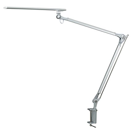 Phive CL-1 LED Architect Desk Lamp / Clamp Lamp, Metal Swing Arm Dimmable Task Lamp (Touch Control, Eye-Care Technology, Memory Function, Highly Adjustable Office / Work Light) Silver