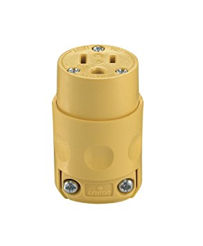 Leviton 515CV 15 Amp, 125 Volt, PVC Grounding Cord Outlet, Yellow