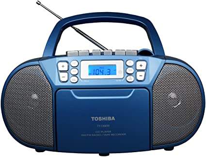 Toshiba TY-CKM39(L) Portable MP3 CD Cassette Boombox with AM/FM Stereo and Aux Input Metallic Blue