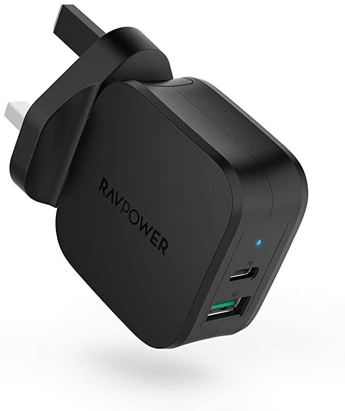 RAVPower USB C Charger, Quick Charge 18W PD and Power Delivery Wall Charger, Dual Port USB Charging Adapter, Compatible for iPhone 11 Pro Max Galaxy S9 S8, iPad Pro 2018 and More