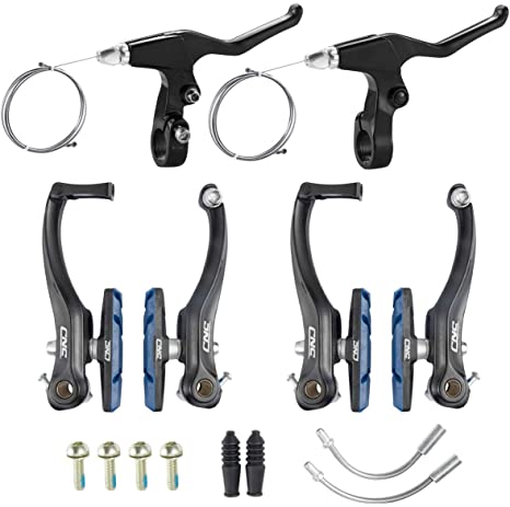 CNC V Brake Set, Bicycle Linear Pull V Brakes for Front/Rear Wheel, Long Arm 110mm, Black
