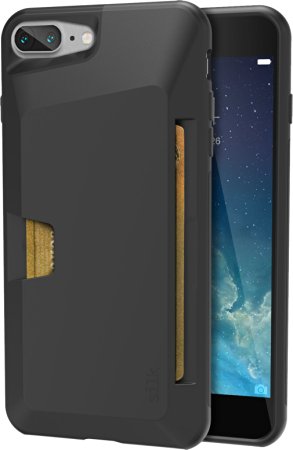 Silk iPhone 7 Plus Wallet Case - Vault Slim Wallet for iPhone 7  [Ultra Slim Grip Card Case] - Black Onyx