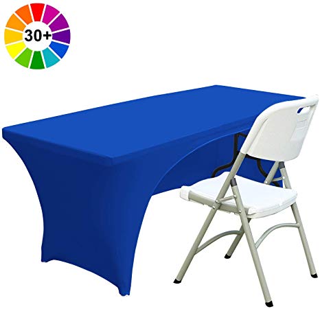 ABCCANOPY 30  Colors Spandex Table Cover 6 ft. Fitted Polyester Tablecloth Stretch Spandex Tablecover-Table Toppers(Open Back Royal Blue)