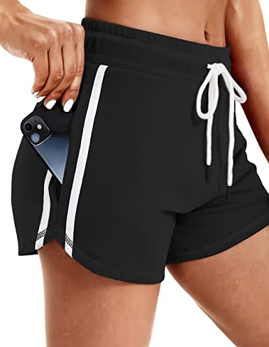 SPECIALMAGIC Women's Sweat Running Shorts Casual Summer 3'' Lounge Athletic Workout Yoga Gym Cotton Comfy Shorts with Pockets