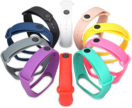 GinCoband 10PCS Sport Bands Replacement for Xiaomi Mi Band 4 and Xiaomi Mi Band 3 Smart Bracelet (10-Pack)