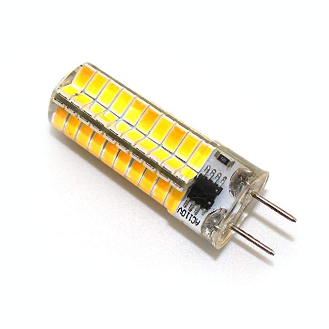 Reelco 4-Pack Mini G8 T4 Base Bi-pin LED 6Watt Dimmable LED Light Bulb corn light 80pcs 5730SMD AC 110V-120V Warm white 2700K-3000K Equivalent 30W-40W Halogen Bulb
