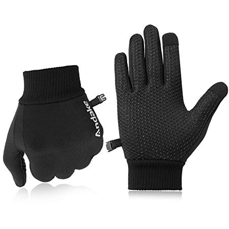 Andake Touchscreen Gloves, Warm Winter Cycling Gloves, Lightweight Windproof Gloves with Reflective Logo, Great for Gardening, Running, Riding, Driving, and Daily Wear