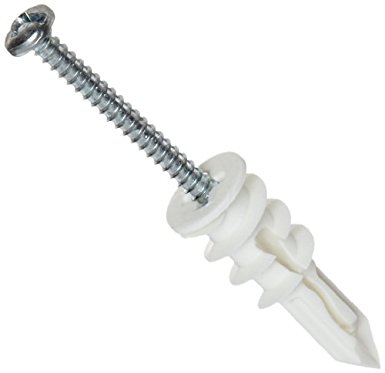 TOGGLER SnapSkru SPM Mini Self-Drilling Drywall Anchor with Screws, Glass-Filled Nylon, Made in US, For #6 to #8 Fastener Sizes (Pack of 100)