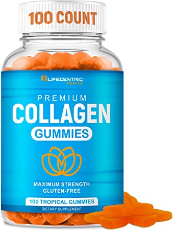 Collagen Gummies for Women & Men | Collagen Supplement for Joint Support Plus Strengthen Your Hair Skin & Nails | 100 Count Delicious Tropical Flavor Collagen Supplements for Women & Men