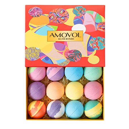 Bath Bombs Gift Set, 2.5 OZ Each Colorful Bath Bomb Kit with Essential oils, Lush Spa Floating Fizzies, Rich Bubbles, Powerful Moisturize and No Greasy, Gift for Women & Kids Pack of 12