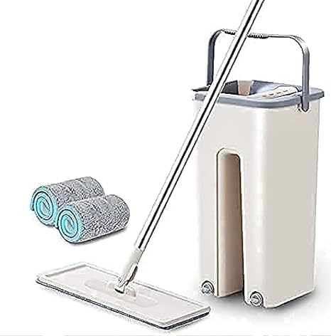 Mop-HeavyQuality-Floor-Mop-with-Bucket-Flexible-Kitchentap-Flat-Squeeze-Cleaning-Supplies-360°-Flexible-Mop-Head/2-Reusable-Pads-Home-Floor-Cleanerr-50 -80.0-grams (STANDER)