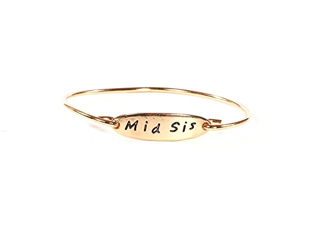 Pretty Simple Women's Sis Bracelet Bangle, Sister Jewelry, Sister Bracelets in Silver and Gold Tone