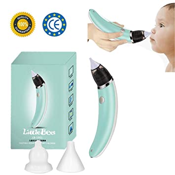 Wolfgray Baby Nasal Aspirator Electric Nasal Aspirator USB Charging Nasal Secretions Sucker with 5 Suction Levels, 2 Sizes Nose Tips, Safe Hygiene for Newborns and Toddlers