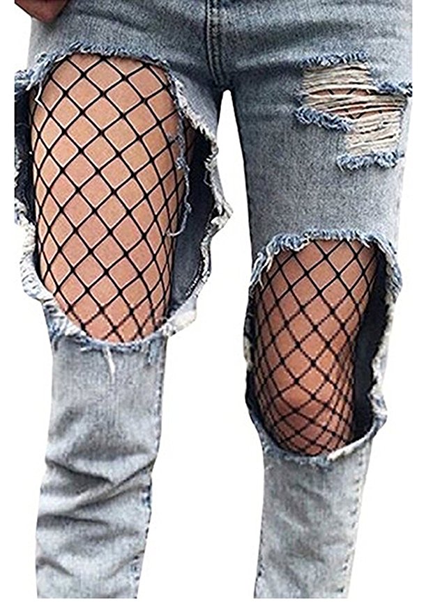 L&ZZ Women's Sexy High Waist Tight Sparkle Rhinestone Fishnet Stockings Pantyhose