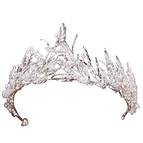 Miranda's Bridal Women's Bridal Tiaras Pageant Queen Crown Pearl Headbands for Shooting