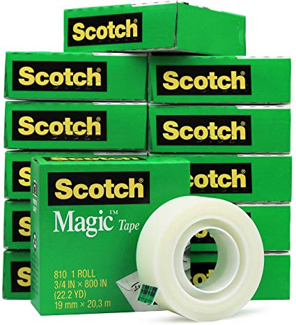 Scotch 810 Roll Magic Tape, 3/4" x 800" (22.2 YD) - 12 Rolls