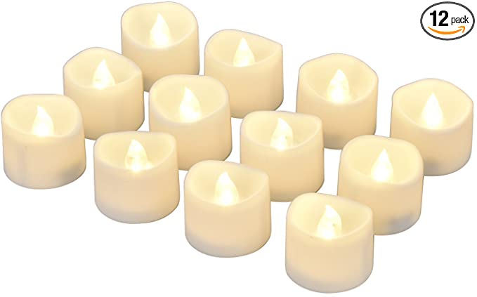 eLander LED Tea Lights Flameless Candle with Timer, 6 Hours on and 18 Hours Off, 1.4 x 1.3 Inch, Warm White, [12 Pack]