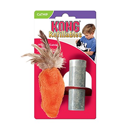 KONG Feather Top Carrot Catnip Toy, Cat Toy, Orange