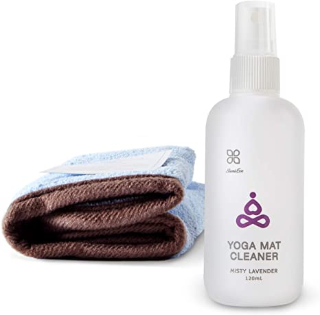 OKIEOKIE 100% Natural Yoga Mat Cleaner - Safe for All Mats, No Sticky Or Slimy Residue - Cleans, Restores, Refreshes + Free Microfiber Cleaning Towel Included