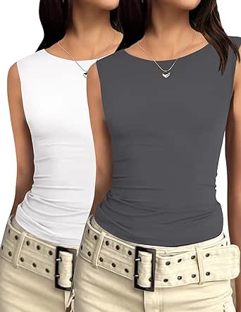 Zeagoo Women's Going Out Tops Slim Fit Sleeveless Crop Tank Tops Crew Neck Sexy Basic Tee 2024 Y2k Fashion Outfits