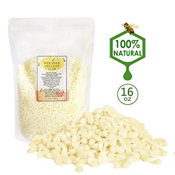 YIIA White Beeswax Pellets 1 lb (16 oz) Pure, Natural, Cosmetic Grade Beeswax Pastilles