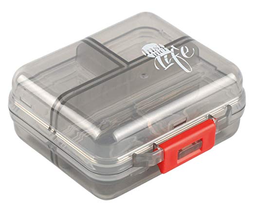 Bidear Pill Case Small Travel Vitamin Tablet Organizer Fish Oil Container Box for Purse Pocket, 7 Compartments(Grey)