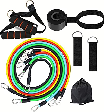 Resistance Bands Set With Handles For Men Women Working Out Exercise Fitness Workout Stretch Bands Training Tubes With Door Anchor Legs Ankle Straps for Resistance Training For Home Gym Use
